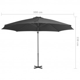 vidaXL Umbrelă suspendată cu stâlp din aluminiu, antracit, 300 cm - Img 8