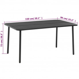 7 piese Set mobilier de exterior, gri închis, oțel cu șipci - Img 9