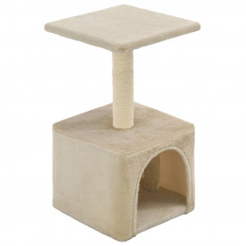 Ansamblu pentru pisici, stâlpi cu funie de sisal, 55 cm, bej - Img 2