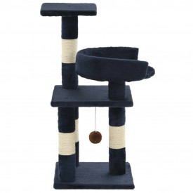 Ansamblu pentru pisici, stâlpi din funie sisal, 65 cm, albastru - Img 3