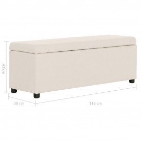 Bancă cu compartiment de depozitare, crem, 116 cm, poliester - Img 8