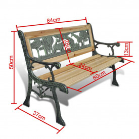 Bancă exterior pentru copii cu model cu animale 80 x 24 cm - Img 5