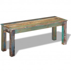 Bancă solidă din lemn reciclat 110 x 35 x 45 cm - Img 2