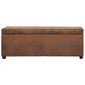 Banchetă cu depozitare, maro, 116 cm, piele întoarsă ecologică - Img 3