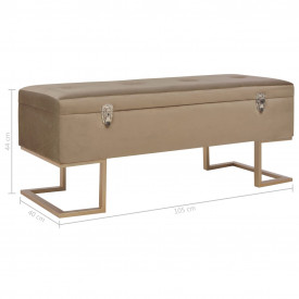 Banchetă cu un compartiment de depozitare bej 105 cm catifea - Img 7