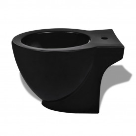 Bideu ceramic rotund cu montare pe pardoseală, negru - Img 3