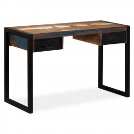 Birou cu 2 sertare din lemn masiv reciclat, 120 x 50 x 76 cm - Img 10