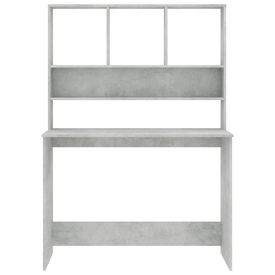 Birou cu rafturi, gri beton, 110x45x157 cm, PAL - Img 3
