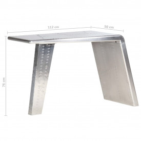 Birou, design aeronavă, argintiu, 112 x 50 x 76 cm, metal - Img 7