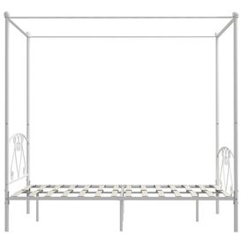 Cadru de pat cu baldachin, alb, 160 x 200 cm, metal - Img 3