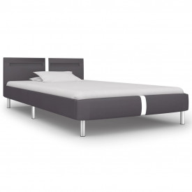 Cadru de pat cu LED, gri, 90 x 200 cm, piele artificială - Img 2