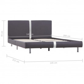 Cadru de pat, gri, 140 x 200 cm, piele ecologică - Img 6