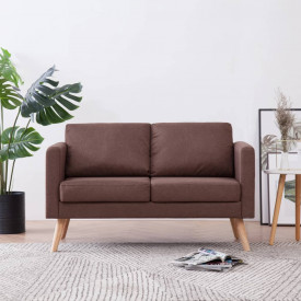 Canapea cu 2 locuri, maro, material textil - Img 1