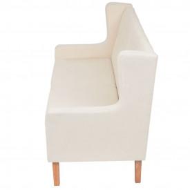 Canapea cu 2 locuri, material textil, alb crem - Img 3