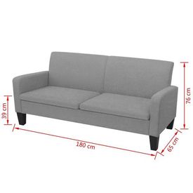 Canapea cu 3 locuri, 180 x 65 x 76 cm, gri deschis - Img 3