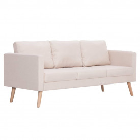 Canapea cu 3 locuri, crem, material textil - Img 2