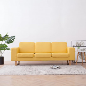 Canapea cu 3 locuri, galben, material textil