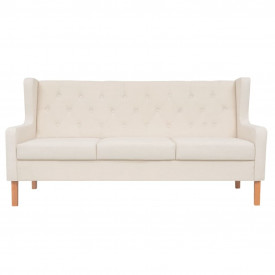 Canapea cu 3 locuri, material textil, alb crem - Img 2