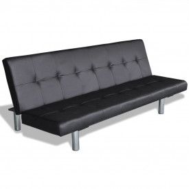 Canapea extensibilă 2 perne, piele artificială, reglabilă negru - Img 3