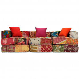 Canapea modulară cu 3 locuri Textil, Model Petice - Img 5