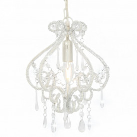 Candelabru cu mărgele, alb, rotund, E14