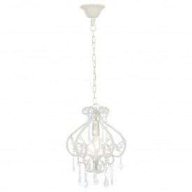 Candelabru cu mărgele, alb, rotund, E14 - Img 2