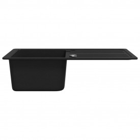Chiuvetă bucătărie din granit,1 cuvă şi picurător reversibilă, Negru - Img 5