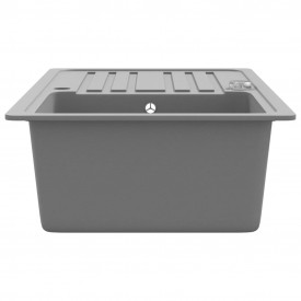 Chiuvetă de bucătărie din granit,1 cuvă şi picurător, reversibilă, gri - Img 6