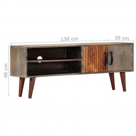 Comodă TV, gri, 115x30x46 cm, lemn masiv de mango - Img 9