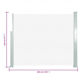 Copertină laterală retractabilă, crem, 120 x 300 cm - Img 7