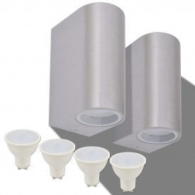 Corp iluminat LED perete exterior 2 buc, rotund, sus/jos - Img 2
