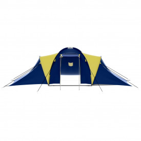 Cort camping material textil, 9 persoane, albastru și galben - Img 2