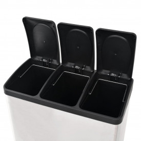 Coș gunoi cu pedale pentru reciclare, oțel inoxidabil, 3 x 18 L - Img 5