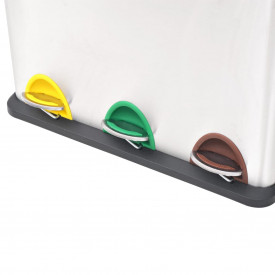 Coș gunoi cu pedale pentru reciclare, oțel inoxidabil, 3 x 8 L - Img 3