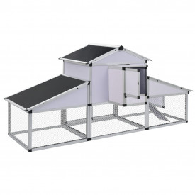 Coteț pentru păsări din aluminiu cu țarc și cutie pentru cuibar - Img 4