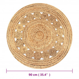 Covor din iută cu design împletit, 90 cm rotund - Img 5