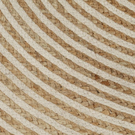 Covor manual cu imprimeu spirală, alb, 90 cm, iută - Img 5