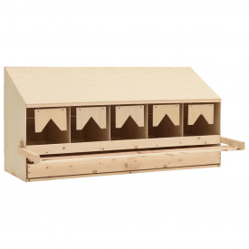 Cuibar găini cu 5 compartimente 117x33x54 cm lemn masiv pin
