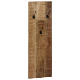 Cuier haine de perete, 2 buc., lemn masiv de mango 36x110x3 cm - Img 10
