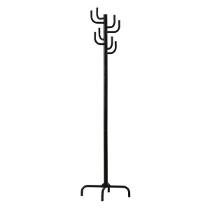 Cuier pom metalic HM W11, robust, cu 8 agatatori, pentru hol, salon, sala asteptare, negru