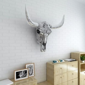Decorațiune de perete tip craniu, aluminiu, argintiu - Img 4