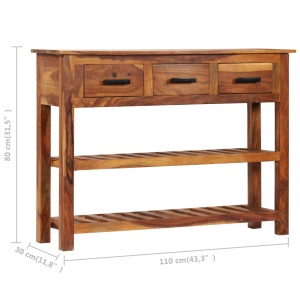 Dulap cu 3 sertare, 110x30x80 cm, lemn masiv, acacia - Img 10