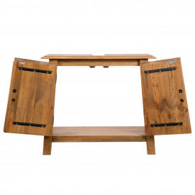 Dulap de chiuvetă baie, Lemn masiv de pin reciclat 70x32x63 cm - Img 5