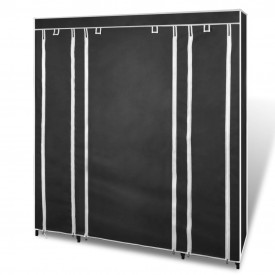 Dulap material textil compartimente și tije, 45x150x176cm negru - Img 3