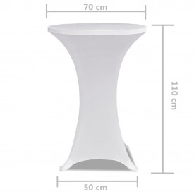 Faţă de masă pentru mese înalte Ø 70 cm Alb Elasticizată 2 buc - Img 5