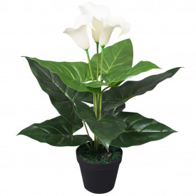 Floare de cală crin artificială cu ghiveci, 45 cm, alb - Img 1
