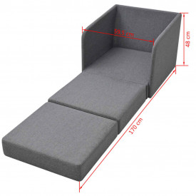 Fotoliu extensibil textil 59,5 x 72 x 72,5 cm, gri deschis - Img 7