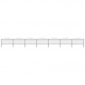 Gard de grădină cu vârf suliță, negru, (1,25-1,5)x11,9 m oțel