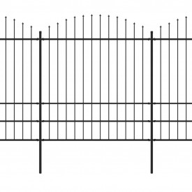 Gard de grădină cu vârf suliță, negru, (1,75-2) x 8,5 m oțel - Img 2