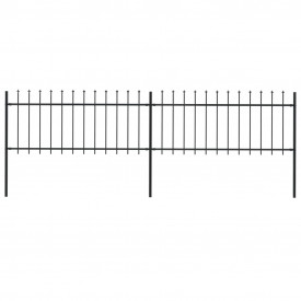 Gard de grădină cu vârf suliță, negru, 3,4 x 0,8 m, oțel